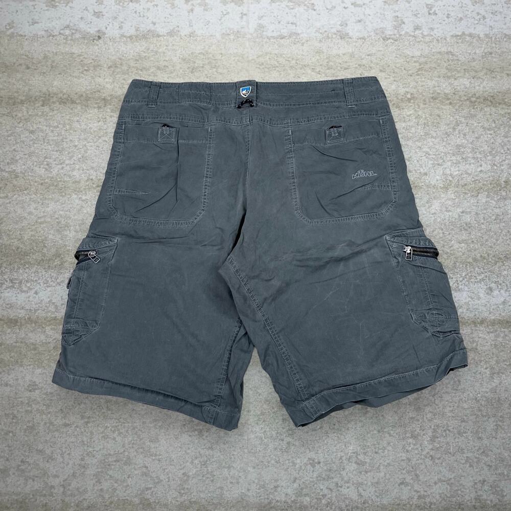 Vintage Y2K Kuhl Hiking Shorts 38x12 Baggy Fit Olive Green Embroidered Logo